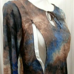 Breastfeeding Nursing Blouse Brown Blue Butterfly